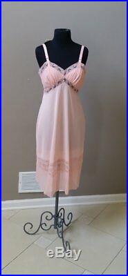 1 Day Sale NWT vtg 40's 50's Corsage fancy bombshell nylon pink full slip dress