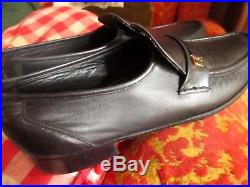 10 A Vintage Florsheim Black Loafers/Shoes Kid Leather Slip On Dress Shoes