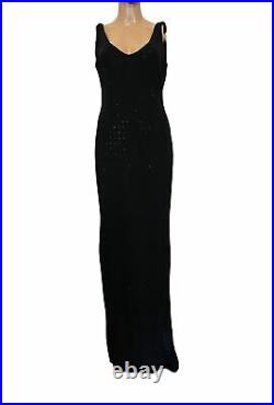 $1500 New NWOT VTG Carla Westcott 8 Gown Dress Slit Swarovski Crystals Low Back