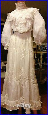 1907 Victorian Dress, Petticoat, Slip and Hat
