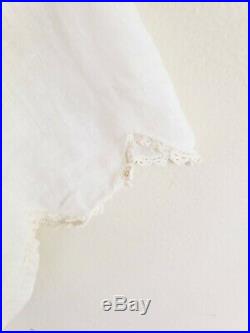 1910s Edwardian Chemise Nightgown Slip Dress Cream Cotton Beige Crochet Lace