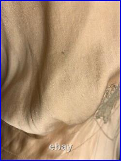 1920-30`s Peach Silk Bias cut Slip Dress / Negligee Lace Night Gown Peignoir