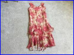1920s 30s Original Silk Chiffon Dress With cotton slip size M