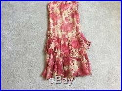 1920s 30s Original Silk Chiffon Dress With cotton slip size M
