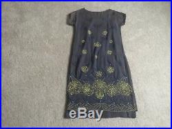 1920s 30s Original cotton Dress With cotton slip and beads, size M
