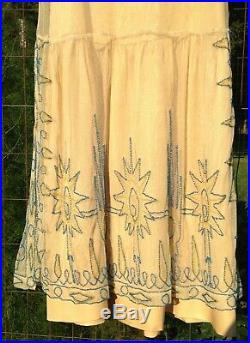 1920s Elaborately Beaded Art Deco Net Dress with Custom Made Slip
