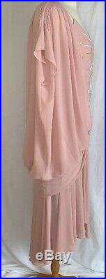 1920s Gatsby Antique Dress Light Pink Beaded Layered Size 10 Slip On Rare