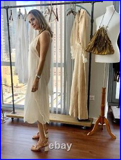 1920s Silk Slip Dress w Lace Vintage Silk Slip Dress 20s Silk Nightgown