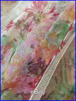 1920s Vintage Antique Romantic Mesh Floral Dress Matching Slip