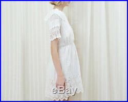 1920s white cotton ruffle collar eyelet embroidered sheer slip dress