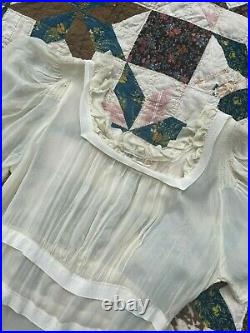 1930s 30s Sheer Ruffled Puff Sleeve Slip Dress