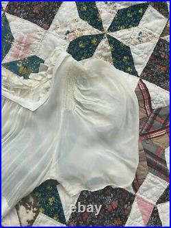 1930s 30s Sheer Ruffled Puff Sleeve Slip Dress