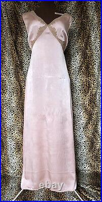 1930s / 40s Silk Bias Cut Slip Dress / Nightgown Plus Size XL Hollywood Glam