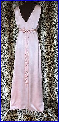1930s / 40s Silk Bias Cut Slip Dress / Nightgown Plus Size XL Hollywood Glam