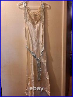 1930s Ivory satin dress, slip dress, vintage size S-M