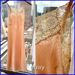 1930s Silk Slip Dress Vintage Silk Slip Dress Peach XS