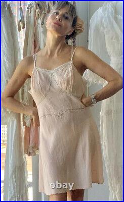 1930s Slip Dress Chiffon L Vintage Slip Dress Peach