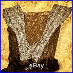 1930s Vintage Lace Silk Beaded 3 Piece Set Dress/Slip/Purse