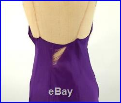 1930s lace gown Deco purple alencon lace dress with slip Size L