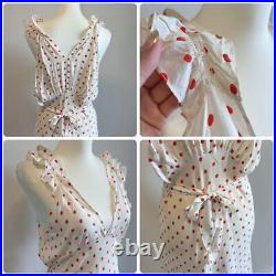 1940 European Vintage Dot Pattern Silk Slip Dress