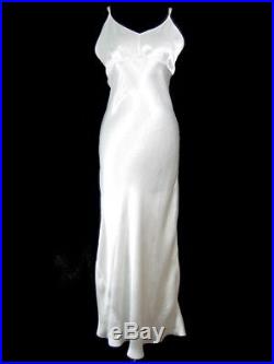 1940's LONG LACE DRESS Slip Bias Cut 1930's WWII Wedding Gown Pin Up Vintage S
