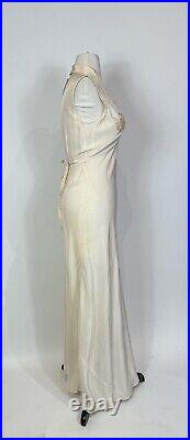 1940s 1950s Yolande Tulip Floral Applique Maxi Rayon Slip Dress