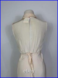 1940s 1950s Yolande Tulip Floral Applique Maxi Rayon Slip Dress