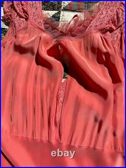 1940s 40s Coral Net Slip Dress