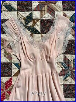 1940s 40s Pink Bow Slip Dress