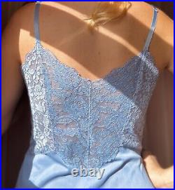 1940s Powder Blue Lace Slip Dress