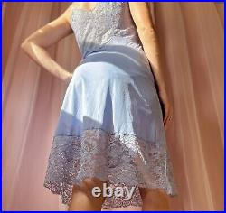 1940s Powder Blue Lace Slip Dress