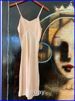 1940s Silk Slip Dress Peach XS 40s Vintage Slip DRess Silk Peach