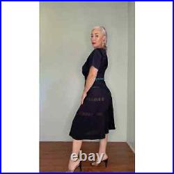 1940s vintage black semi sheer skirt tiered slip on keyhole women size small