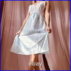 1950s Baby Blue Satin Lace Barbizon Slip Dress