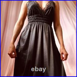 1950s Black Full Sweep Lace Slip Dress