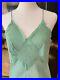 1950s Hand Dyed Green Satin Slip Dress Vintage Satin Slip Dress Hand Dyed S