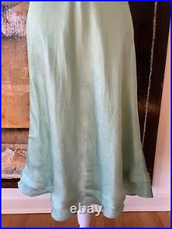 1950s Hand Dyed Green Satin Slip Dress Vintage Satin Slip Dress Hand Dyed S