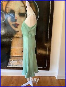 1950s Hand Dyed Green Satin Slip Dress Vintage Satin Slip Dress Hand Dyed S