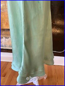 1950s Hand Dyed Green Satin Slip Dress Vintage Satin Slip Dress Hand Dyed S