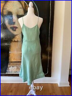 1950s Hand Dyed Green Satin Slip Dress Vintage Satin Slip Dress Hand Dyed S