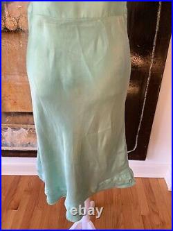 1950s Hand Dyed Green Satin Slip Dress Vintage Satin Slip Dress Hand Dyed S