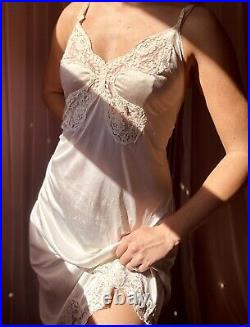 1950s Ivory Lace Satin Slip Dress