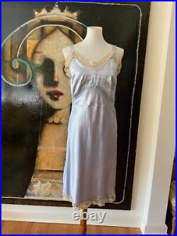 1950s Satin Slip Dress Light Blue M