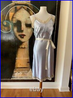 1950s Satin Slip Dress Light Blue M