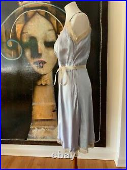 1950s Satin Slip Dress Light Blue M