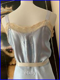 1950s Satin Slip Dress Light Blue M