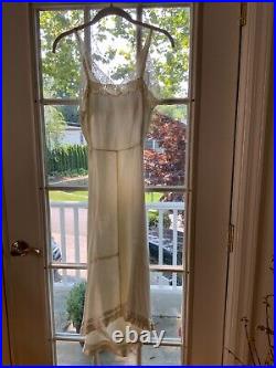 1950s Satin Slip Dress with Lace Vintage Slip Dress White Bridal Slip Dress