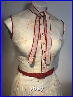 1950s Sheer Flocked Nylon Dress withSlip