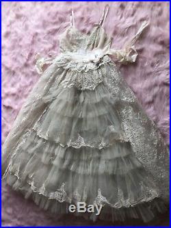1950s Vintage Deconstructed Slip Prom Dress Boho Wedding Lolita Betsey Johnson