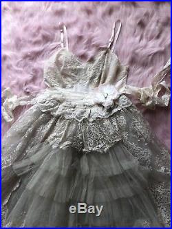 1950s Vintage Deconstructed Slip Prom Dress Boho Wedding Lolita Betsey Johnson